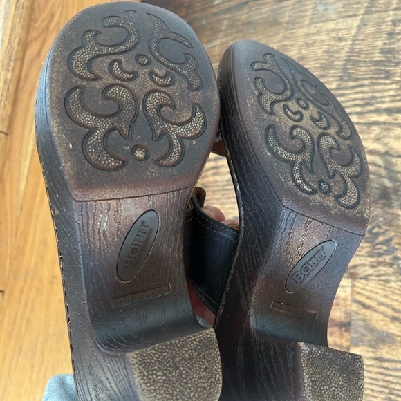 Born Tinari Women's Black Leather Buckle Two-Strap Heeled Sandal Size 8 M - Picture 6 of 11